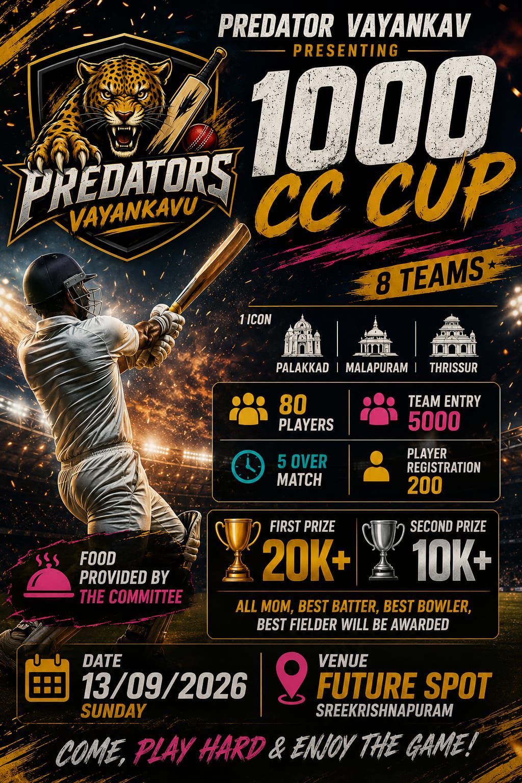 PREDATORS VAYANKAVU PRESENTS 1000 CC CUP poster